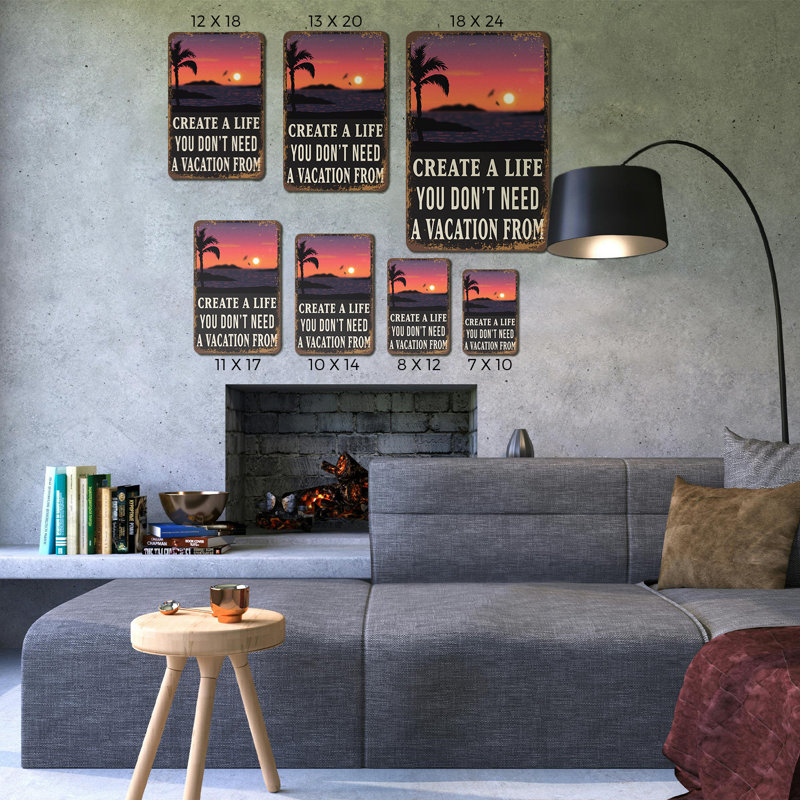 Créez une vie dont vous n'avez pas besoin de vacances (paquet de 2) en aluminium de 7 po x 10 po