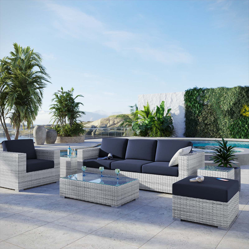 Modway Convene 6-Piece Outdoor Patio Set, Navy