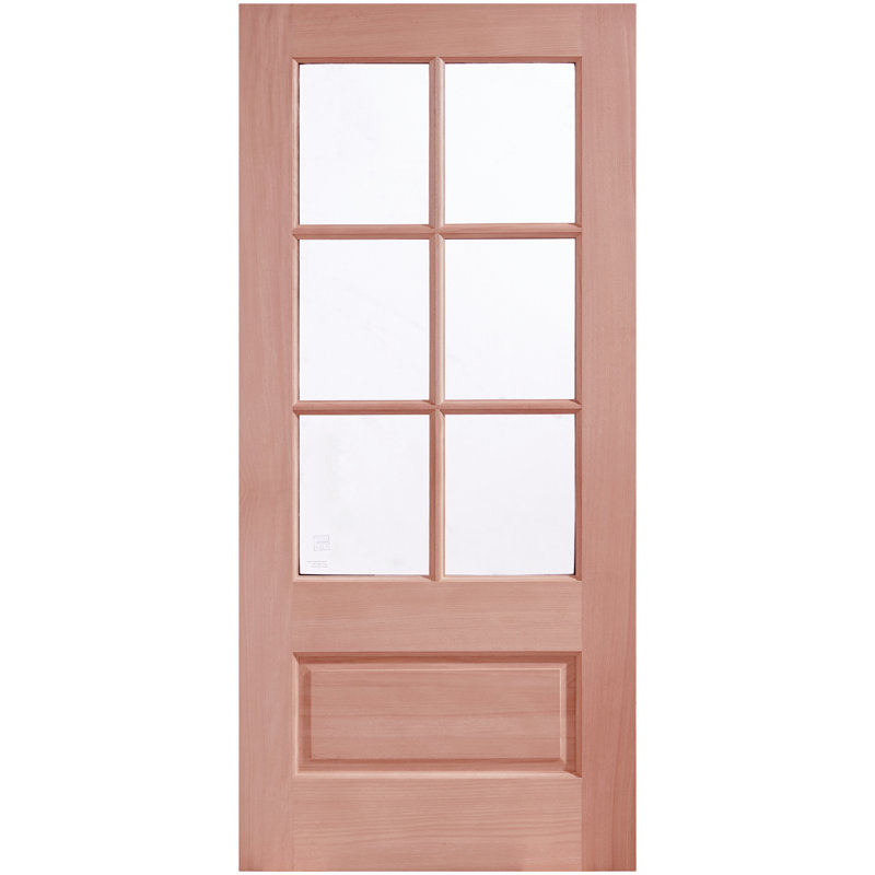 6 Lites Mahogany Front Solid Wood Door, 80" H x 36" W