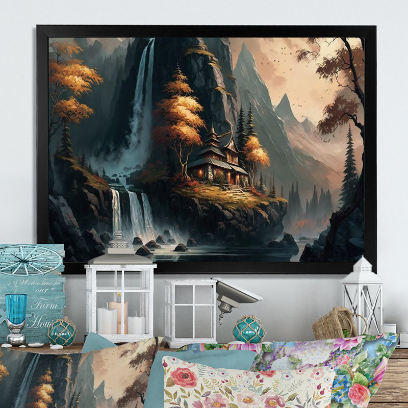«Architectural Building on Island Landscape III», reproduction sur toile, L 32 po x H 16 po