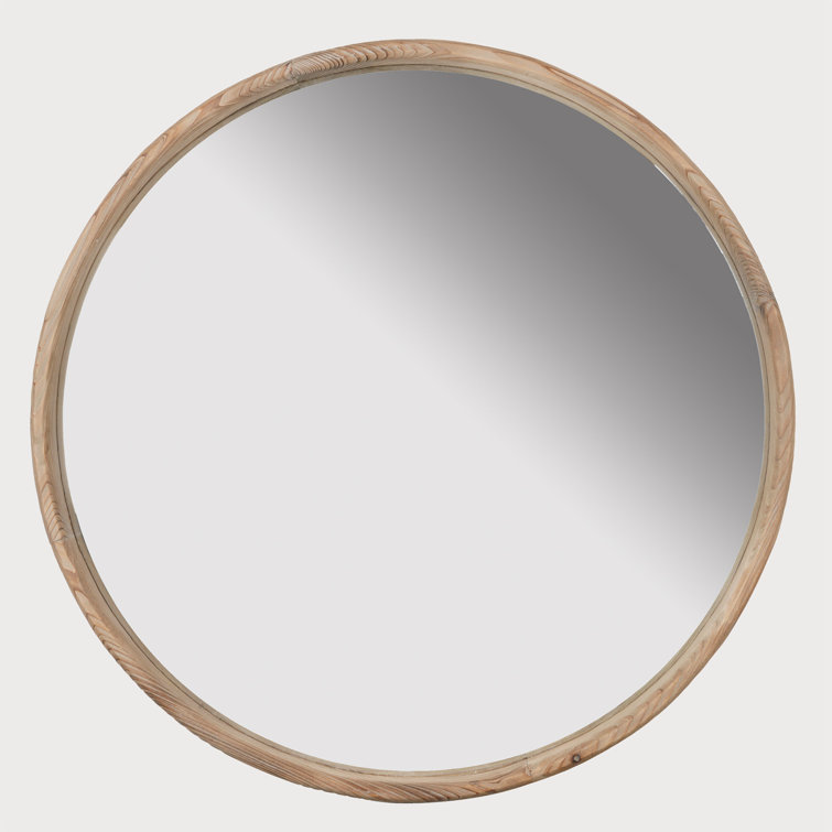 Krenar Round Wood Wall Mirror