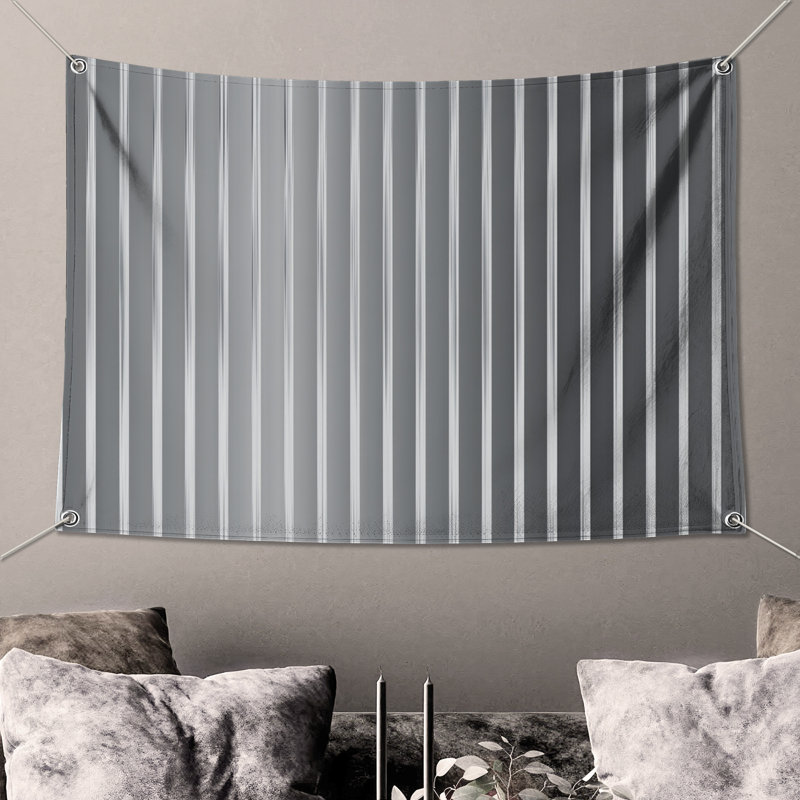 Tapisserie murale à rayures noires et blanches, 104in H x88 with 4 Grommets