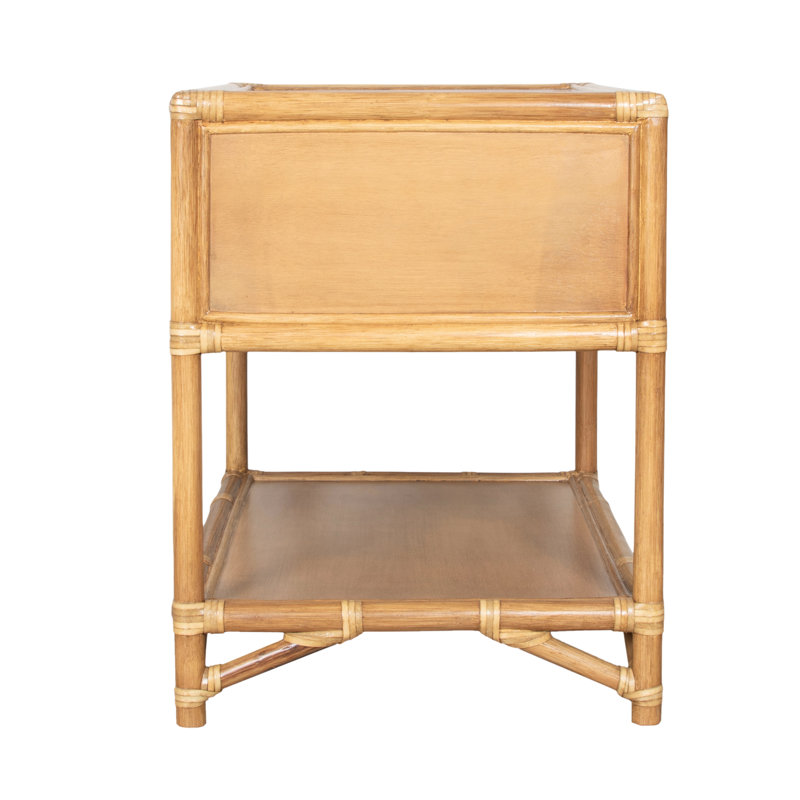 Olivia Collection 1 - Drawer Rattan Nightstand, Natural