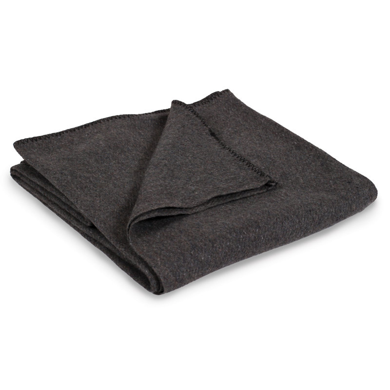 Gray Wool Blend Camping Blanket 60" x 80"