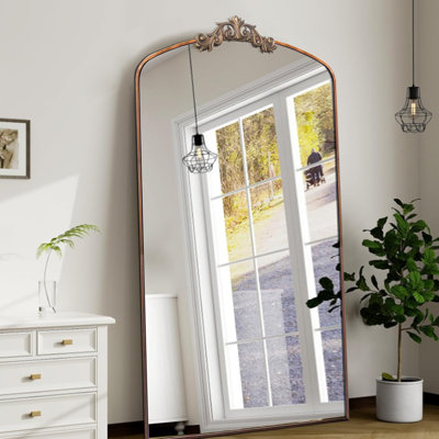 Miroir mural 43 po x 24 po avec cadre en métal pour hall d'entrée, salon et chambre à coucher (bronze antique)