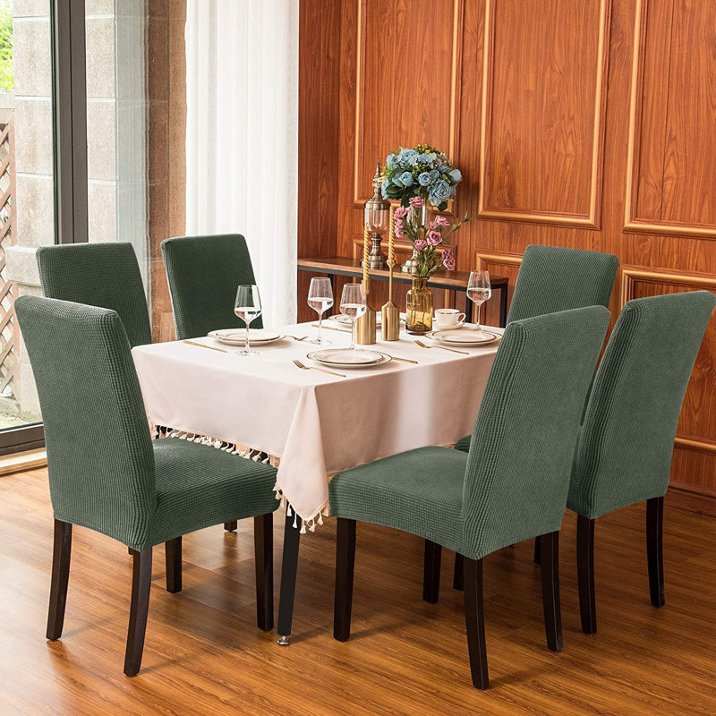 Soft Stretchy Box Cushion Dining Chair Slipcover, Olivedrab