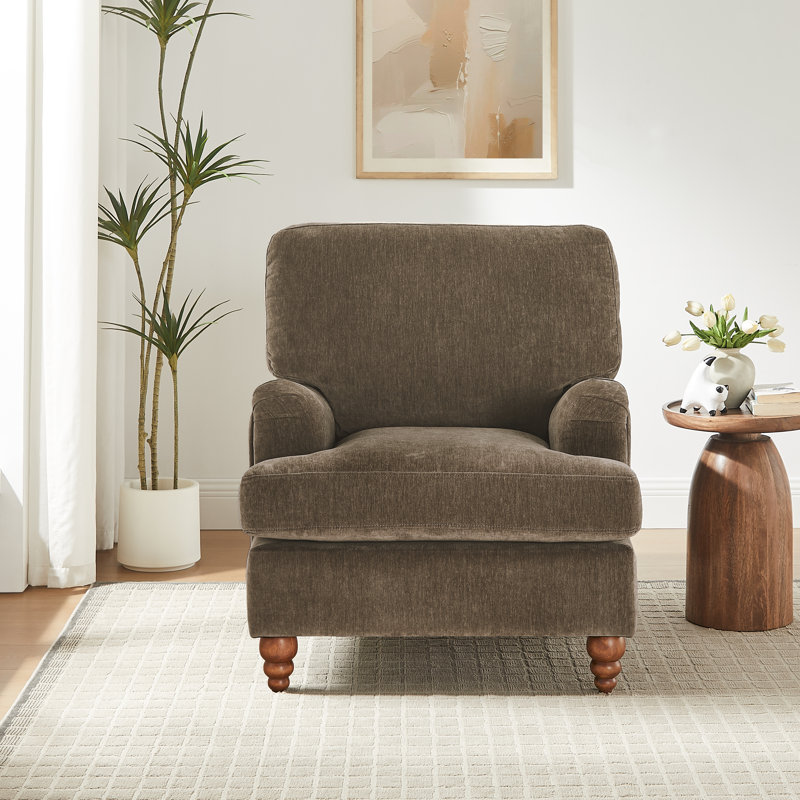 Courchevel 34.5" W Polyester Armchair, Brown
