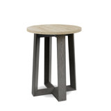Round Side Table - Travertine Stone Top & Natural Black Oak Frame