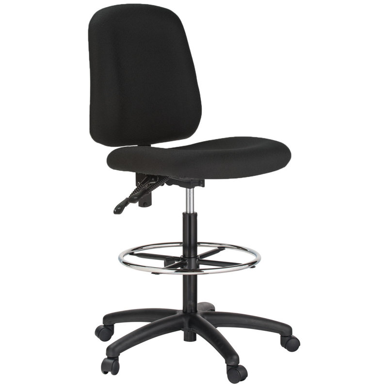 Ebern Designs Balvin Fabric Nylon Drafting Chair, Black