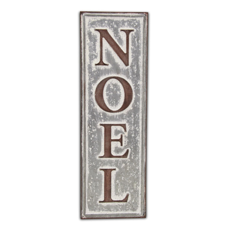 Décoration murale de Noël en métal 19 po x 6 po fabriquée à la main Noël gris et brun