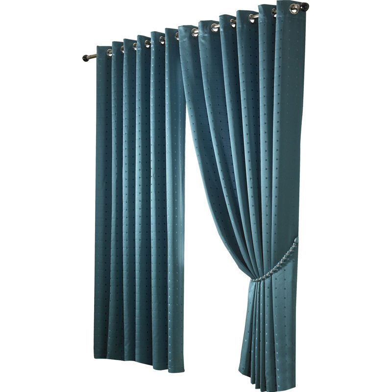 Norush Madison Eyelet Ring Top Curtains, 228 W x 274 D cm, Teal