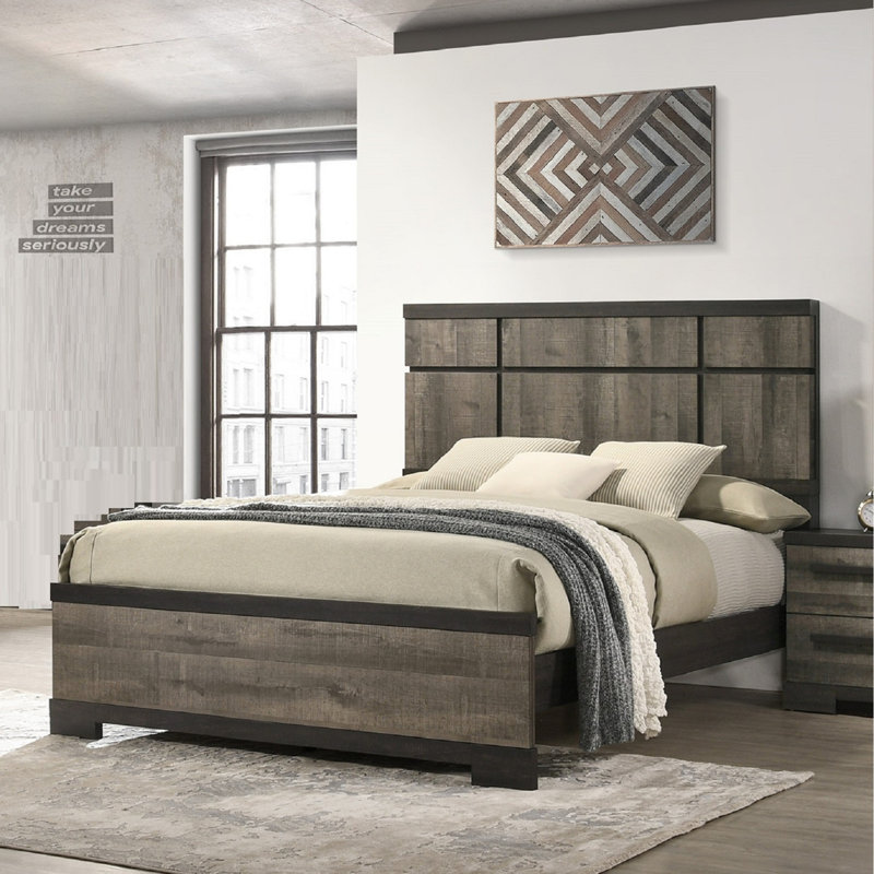 Lit à panneau contemporain 1pc, Très grand, Grey