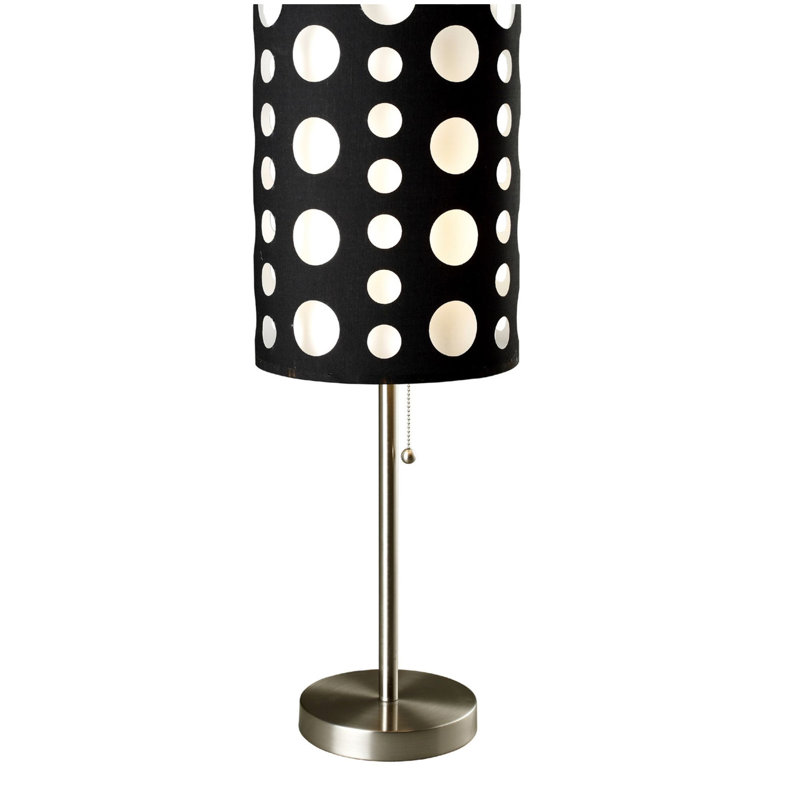 Lampe de table 33 po en métal, design rétro avec abat-jour noir et blanc, Noir / blanc