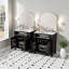 Meuble-lavabo de salle de bain avec lavabo en céramique, armoire avec tiroir rabattable, tablette ajustable en forme de U, portes à fermeture en douceur, structure en bois massif, armoire de rangement polyvalente pour la salle de bain-1954084303