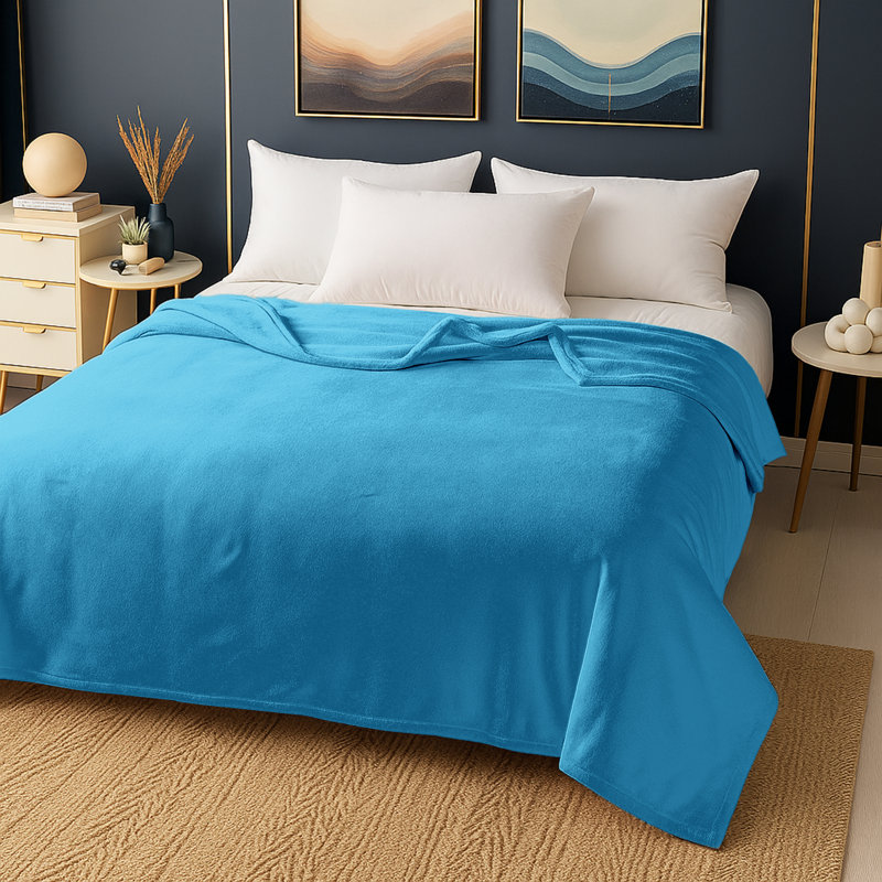 Reversible Mink Faux Fur Plush Fleece Throw/ Blanket, 150cm x 200cm, Teal