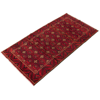 Tapis unique en laine noué à la main anatolien des années 1980 de 5 pi 1 po x 9 pi 6 po rouge / noir Lawrie