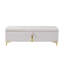 Ensemble de chambre à coucher 2 pièces, lit plateforme tapissier grand avec système de rangement hydraulique, repose-pieds avec pieds en métal, beige