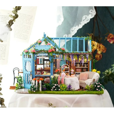Ensemble de boîte de chambre miniature Wizardi - Maison de poupée Rose Garden