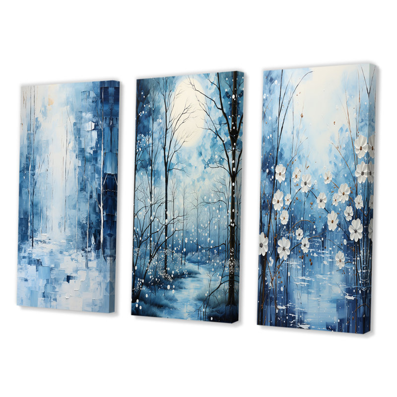 «Snow Winters Solitude II», 3 pièces sur toile, Toile tendue, H 20 po x l 36 po