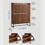 Rangement à chaussures Mid-Century cannelé avec 2 tiroirs rabattables et rangement autoportant en noyer pour le couloir d'entrée et la chambre à coucher | Idée de cadeau