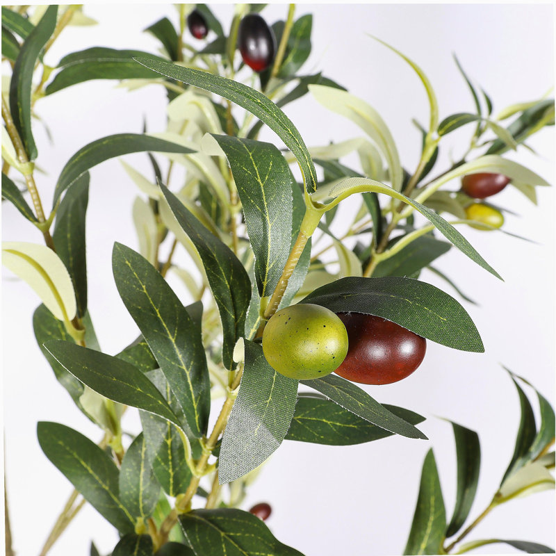 Arbre d'olivier artificiel 5 'dans un pot en plastique noir, 1pc / ensemble, H 60 po x l 28 po