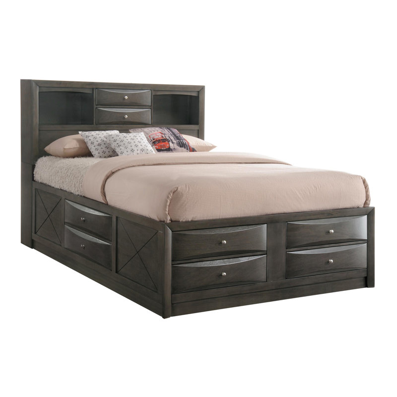 Bed w/Storage, Gray Oak, Full