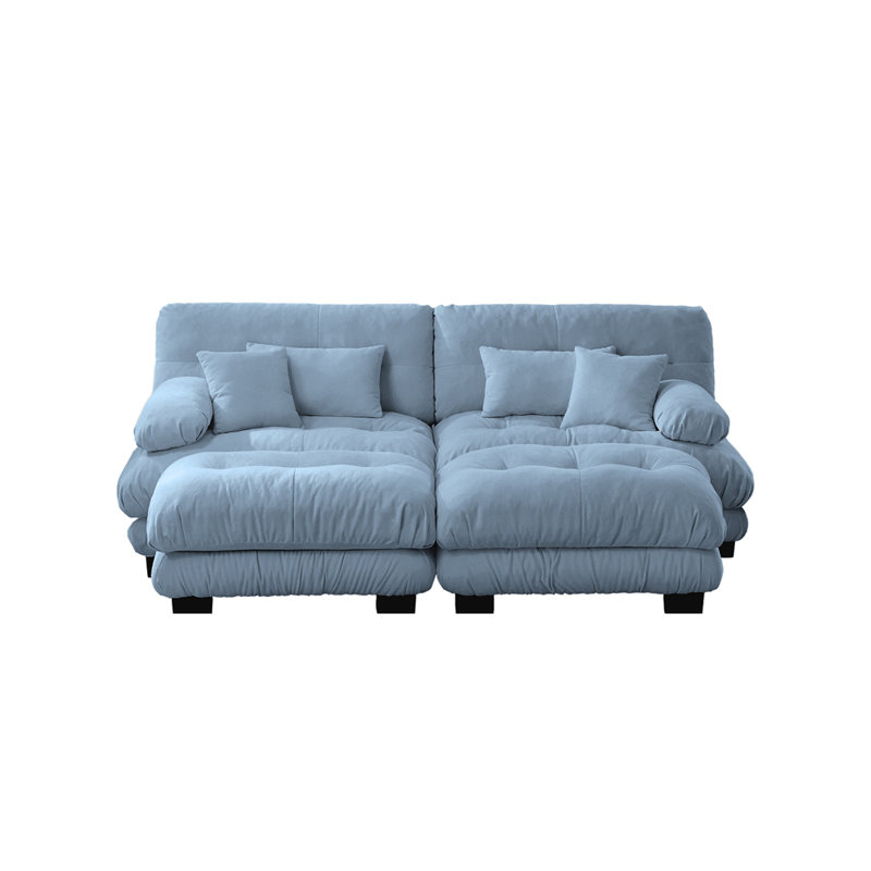 Canapé-lit modulaire avec 2 repose-pieds Cloud, Bleu