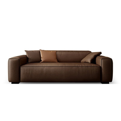 Coffee Genuine Leather Standard Sofa cushion Loveseat