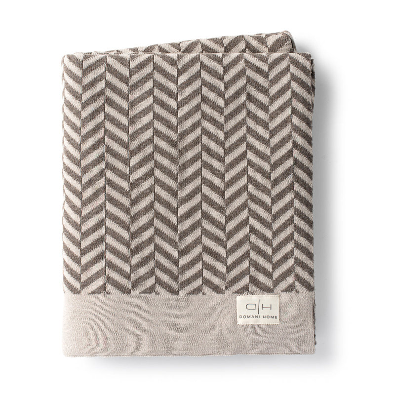 Zima Herringbone Accent Throw, Beige Chevron
