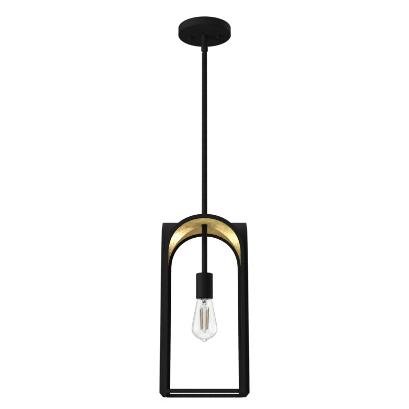 Dukestown 1 Light Lantern Mini Pendant, Natural Iron/Gold Leaf