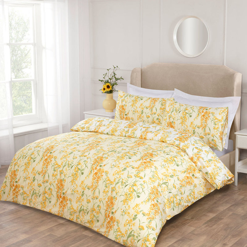Wisteria Lemon Floral Super Soft Polyester Duvet Set, Single Bed (140 x200 cm)