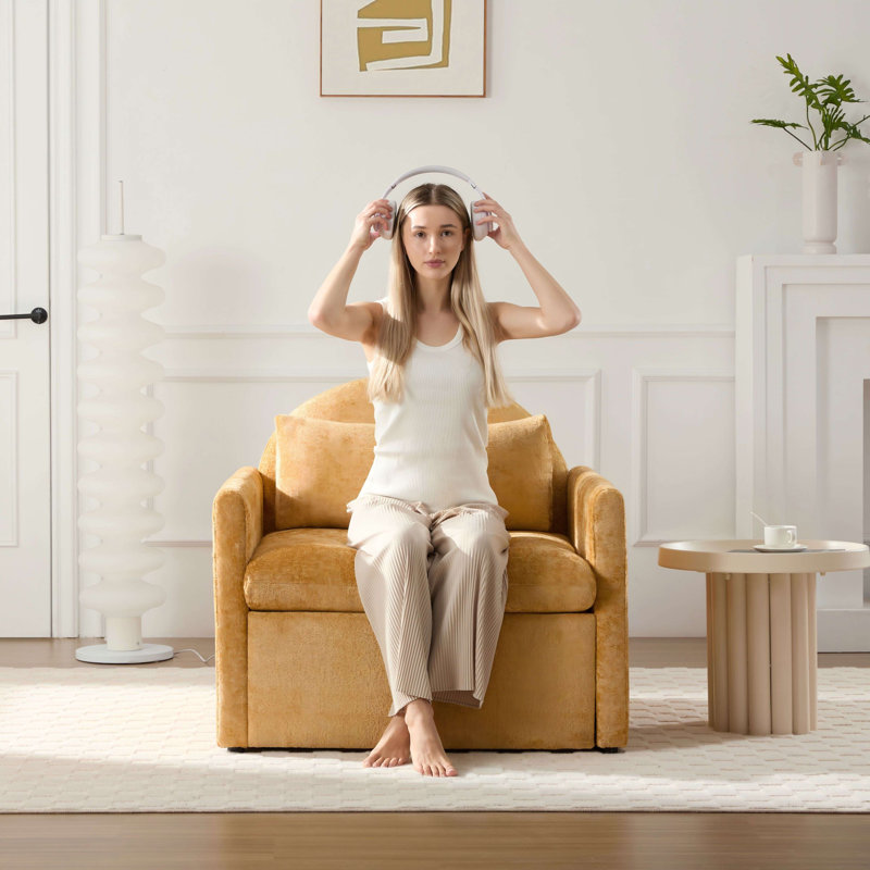 Modern Pet-Friendly Armchair with Built-In Cat Cubby