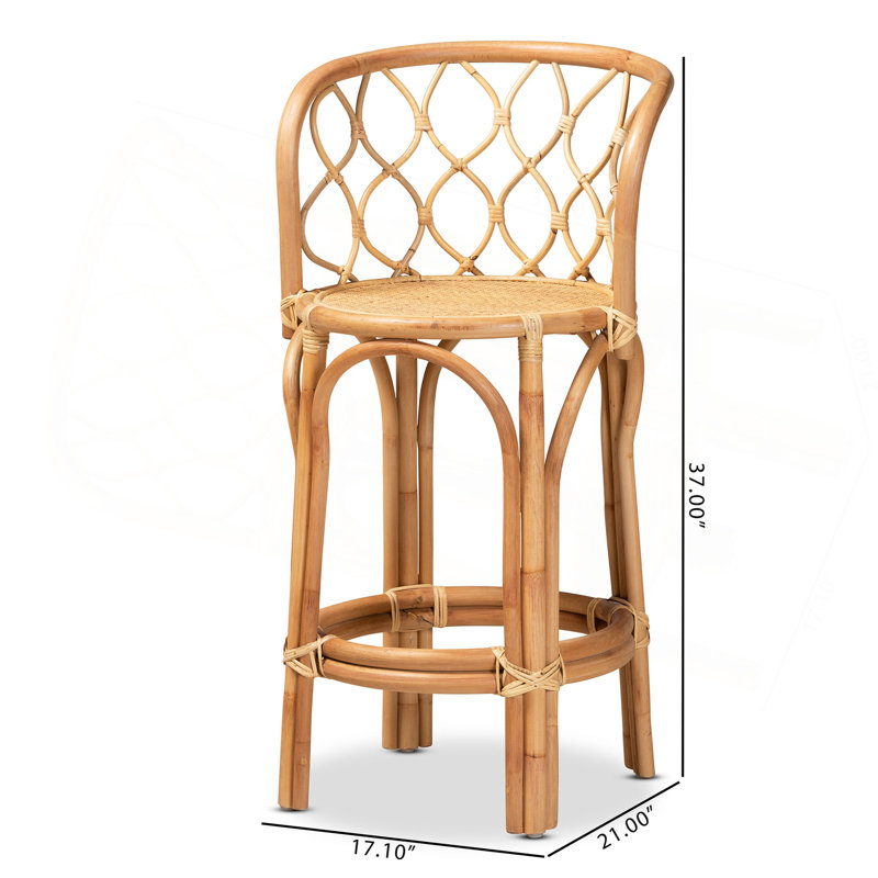 Tabouret de comptoir moderne et contemporain en rotin naturel