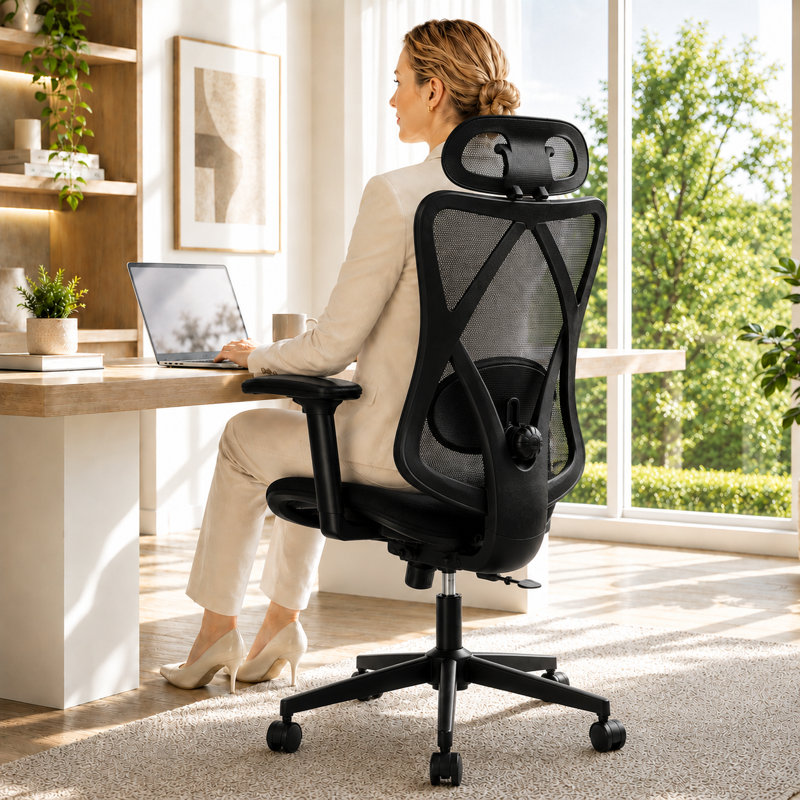 Chaise de bureau ergonomique avec soutien lombaire avancé et mobilité fluide