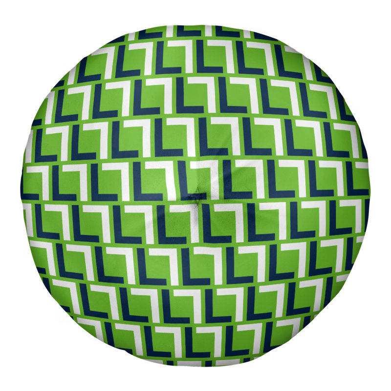 Housse de coussin rond Seattle, 30 po x 30 po, Bleu marine université / blanc / vert action