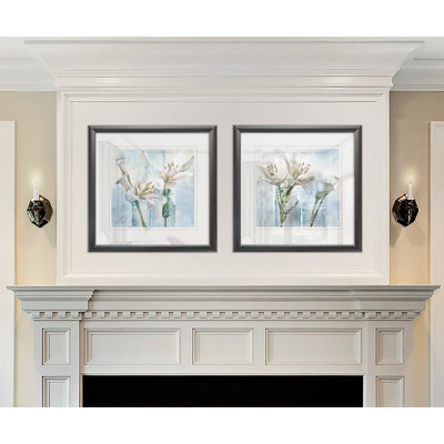 Ball Mason Lily I - Matted and Framed Under Acrylic Glass, Set of 2, Large Living Room Wall Art