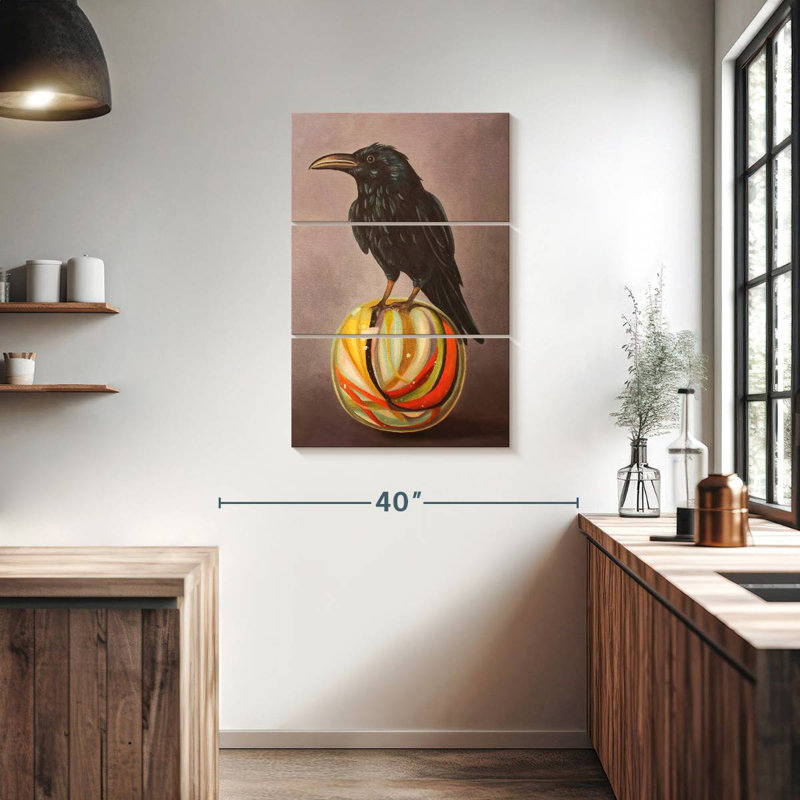 Brampt Crow On A Marble, 38" H x 24" W