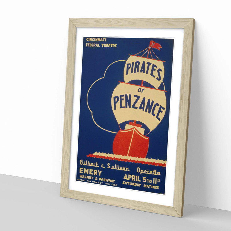 Vintage WPA Pirates of Penzance Framed Vintage Advertisement - Framed Print, Oak