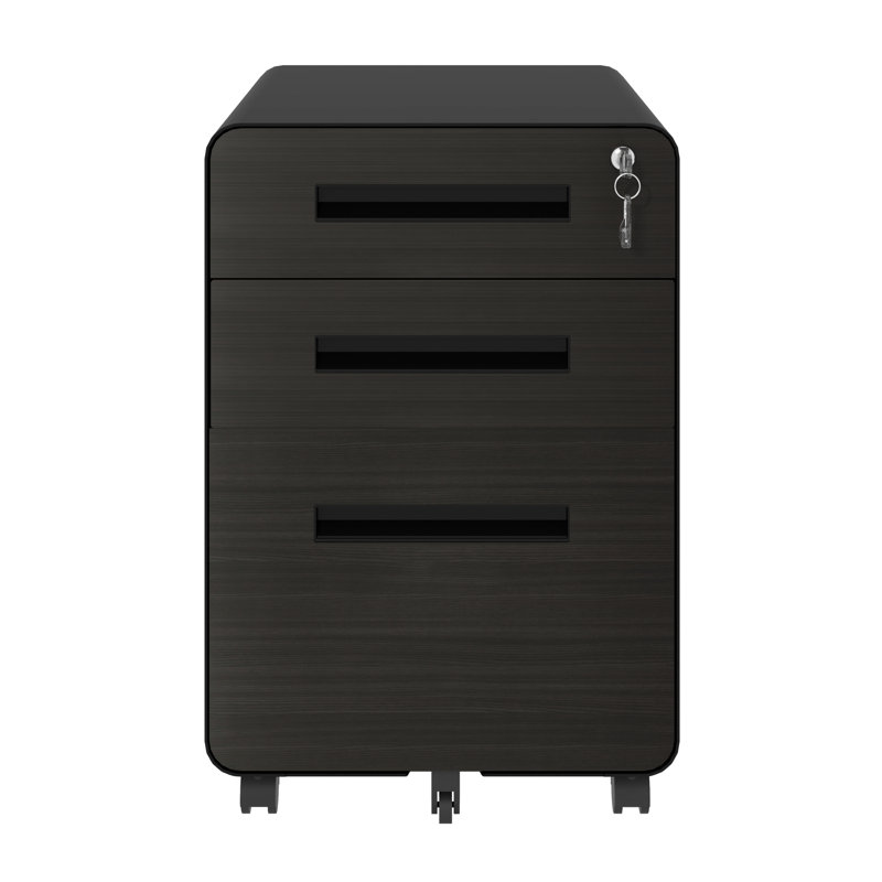 Tous les 3 classeurs mobiles, verrouillés et entièrement assemblés en noir pour le bureau, peuvent contenir des documents de format A4 / lettre en métal avec serrure assemblée