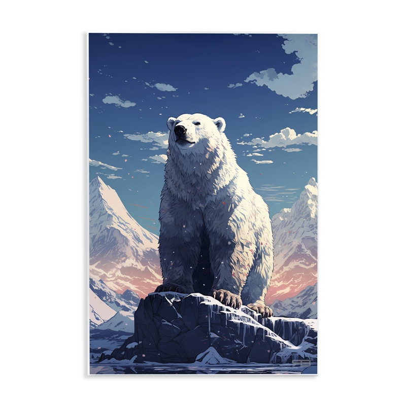 Art mural enneigé d'ours polaire par Roozbeh Bahramali, H 15 po x l 10 po