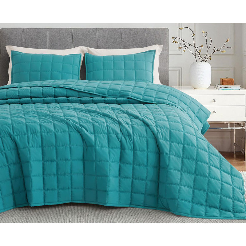 Tencel Modal Bedding Collection Cooling Blanket TENCEL Quilt Set, King Quilt + 2 King Shams, Teal