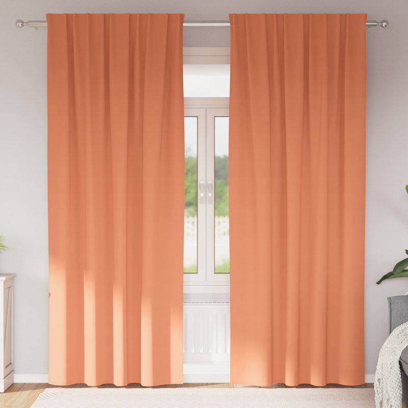 Curtains With Curtains 2 Pcs Polyester, Terracotta, 140cm Width x 245cm Drop