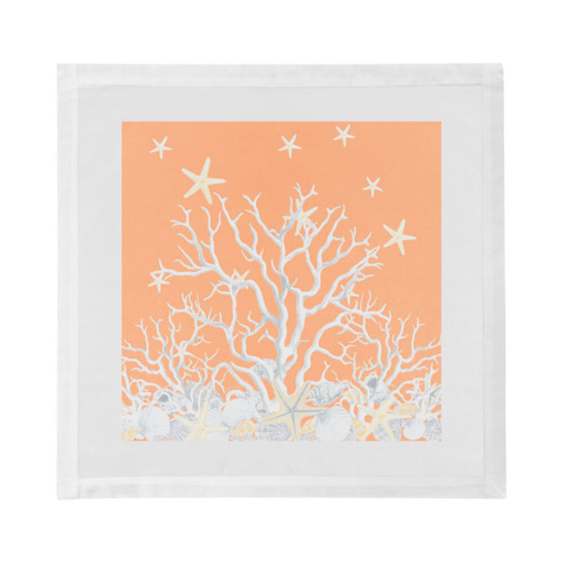 Coral Branch Cotton Sateen Dinner Napkins, Peach