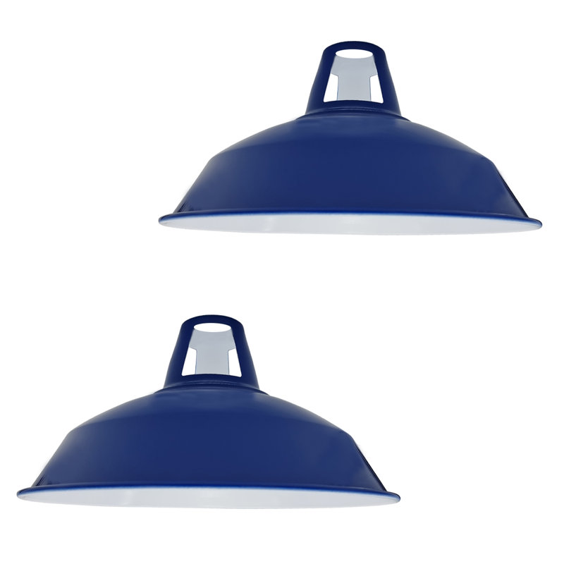 Alkis 16cm H Metal Barn Slotted Lamp Shade ( Uno ), Navy Blue