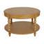 Table basse ronde Elora avec pieds tournés et étagère, 76 cm de largeur, démontable, couleur naturelle claire