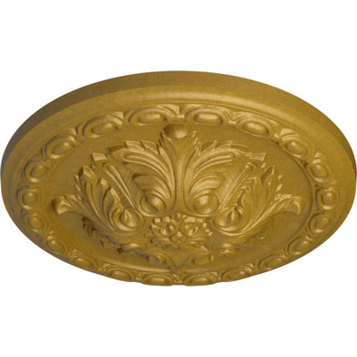 Endurathane Acanthus Ceiling Medallion, 11 3/8"OD x 2"P, Hand-Painted Pharaohs Gold Finish