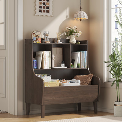  Modern Bamboo Bookcase Floor Standing Storage Cabinet Home Office Bookshelf