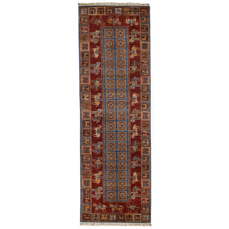 Chemin de table traditionnel 3 x 9 bleu et rouge Anatolian