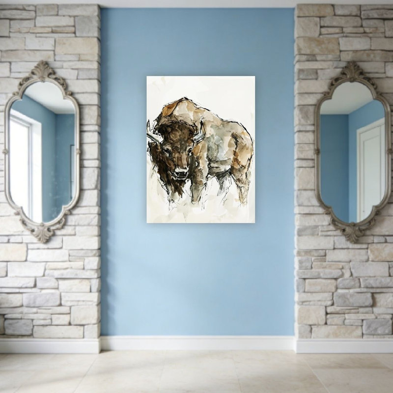 Western American Buffalo, art mural non encadré, L 36 po x l 24 po
