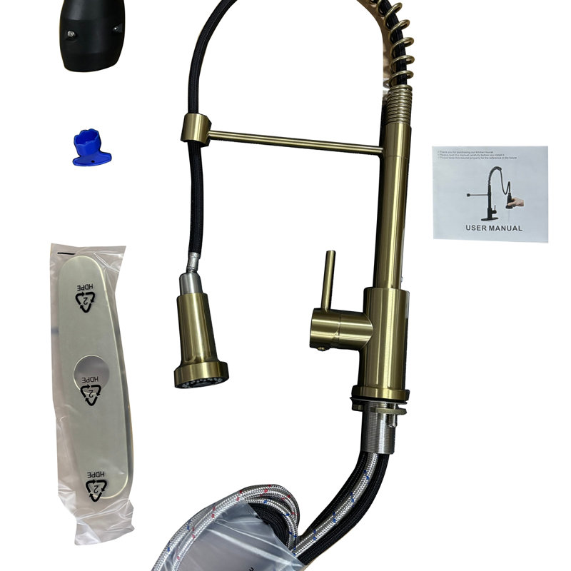 Kitchen Faucet With Pull Down Sprayer Industrial 1 Handle 1 Hole Or 3 Hole Faucet For Farmhouse Camper Laundry Utility Rv Wet Bar Sinks, Stainless Steel